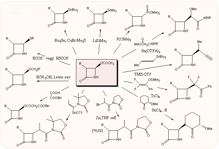 A 4-acetoxi-azetidinon reakciói